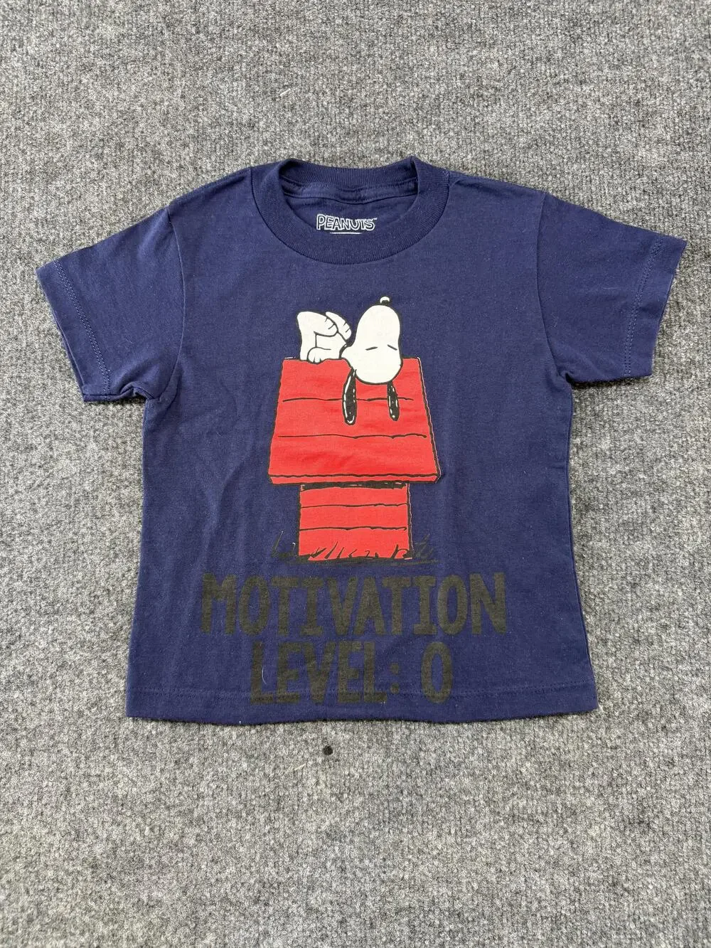 Peanuts Shirt Boys 4T Blue Snoopy Motivation Level 0 Graphic Tee Top Cartoon